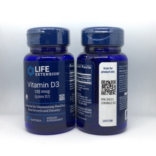 พร้อมส่ง Life Extension Vitamin D3, 5000 IU, 60 Softgels