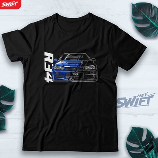 [COD]เสื้อยืด พิมพ์ลาย Nissan SKYLINE GTR GT-R R34 JDM LEGEND JAPAN DISTROS-5XL