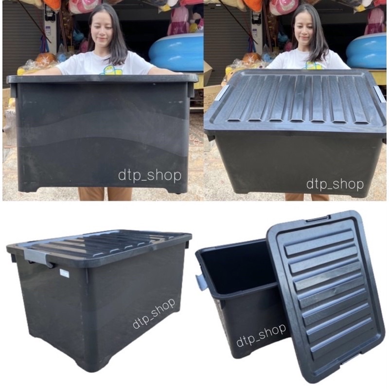 🔥กล่องพลาสติกมีล้อ 100 ลิตร ลังพลาสติก กล่องเก็บของ