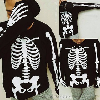 เสื้อยืด โอเวอร์ไซส์ ลายโครงกระดูก - Skeleton Design Oversize Long Sleeve Shirt