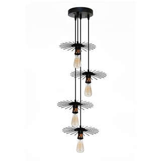 Bouquet lamp CLUSTER PENDANT EVL HG-0018 BLACK 4-LIGHT Interior lamp Light bulb โคมไฟช่อ ไฟช่อ EVL HG-0018 สีดำ 4 หัว โค