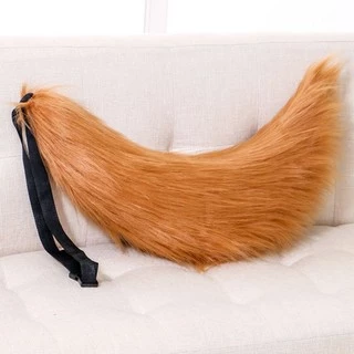 หางจิ้งจอก หมาป่า 70cm อ้วนๆ ฟูนุ่ม [พร้อมส่ง] แบบเข็มกลัด+ริบบิ้นมัดเอว