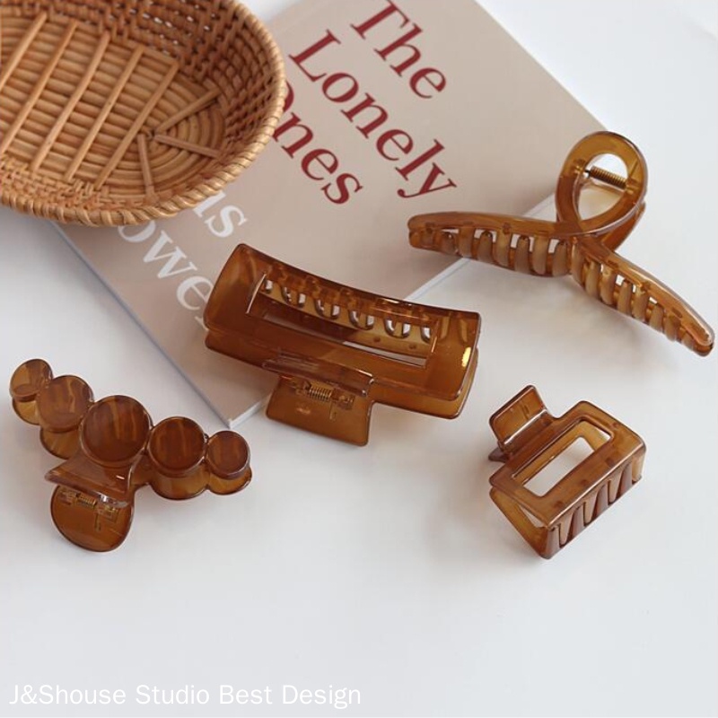 เคเอฟ393 ขนาดใหญ่และขนาดกลางขนาดเล็กเกาหลีเรียบง่ายสีกาแฟผมกรงเล็บคลิปอุปกรณ์เสริมผู้หญิง - รูปที่ 3