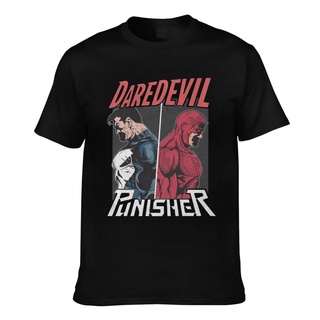 ผ้าฝ้ายคอกลมMarvel The Punisher Vs. เสื้อยืด ผ้าฝ้าย พิมพ์ลาย Daredevil สําหรับผู้ชายfrom S-4XL