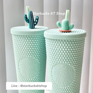 แก้วสตาร์บัคส์ น้องหนามสีมิ้นต์ rare สุดๆ พร้อมส่งค่ะ Starbucks mint studded cold cup ( ไม่รวมกระบองเพชร )