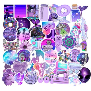 ⚡พร้อมส่ง⚡50ชิ้น สีม่วง หลากสี สติ๊กเกอร์ sticker พลาสติกกันน้ำ สีคมชัด