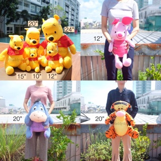 ตุ๊กตา Pooh หมีพูห์ &amp; Piglet พิกเล็ต &amp; Eeyore อียอร์ &amp; Tigger ทิกเกอร์ 6.5/10/12/15/20นิ้ว Winnie the Pooh พู พูห์ หมีพู