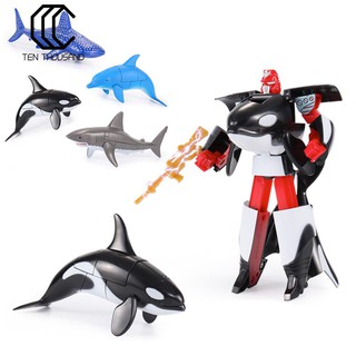 Tenthousand~ Transformation Robot Action Figure Ocean Park Shark Dolphin Educational Toy