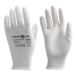 ถุงมือโพลีเอสเตอร์เคลือบ PU S ขาว แพงโกลิน GLVC-PLPU/S ถุงมือยาง Polyester Gloves PU Coated S White PANGOLIN GLVC-PLPU/S