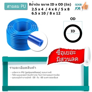 สายลม สายลมพียู สายลมPU สายPU สายลมอย่างดี ราคาต่อ 1 เมตร สีฟ้า 4 , 6 , 8 ,10 , 12 mm สีฟ้า