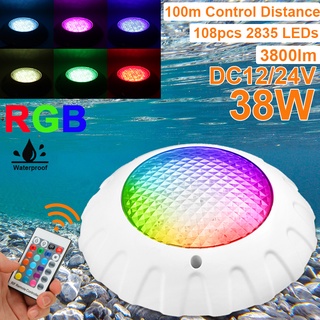 ไฟสปอตไลท์ LED 38W RGB IP68 AC DC 12V กันน้ํา สําหรับสระว่ายน้ํา