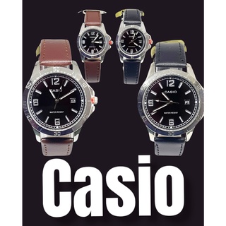 (พร้อมกล่อง)นาฬิกาข้อมือ สายหนัง casio นาฬิกาผู้ชาย นาฬิกาผู้หญฺิง casioผู้ชาย สีดำ/น้ำตาล ระบบเข็ม แสดงวันที่ RC633