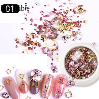 1 Box Glitter Metal Nail Rhinestones/ Multicolor Crystal Glass Diamonds Nail Art Charms/ DIY Colorful Manicure Decoration