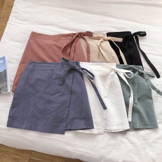 พร้อมส่ง Ribbon-Tie Skirt กระโปรงสั้นผูกโบว์