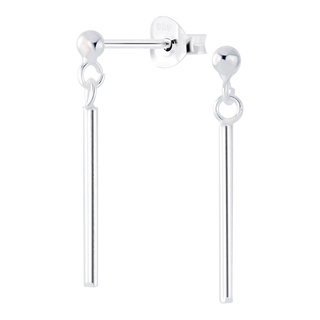 SILVER THAI Vertical bar dangle earrings stud silver dangle  ต่างหูแนวตั้งที่เรียบง่ายแท่งยาว