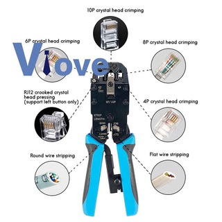 Rj45 คีมย้ําหางปลา 10P 8P 6P 4P สําหรับสายเคเบิลอีเธอร์เน็ต RJ45 RJ11 RJ12 RJ50