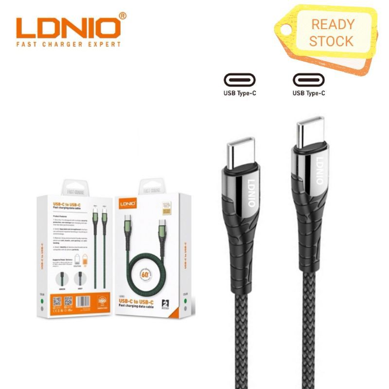 LDNIO LC101 PD3.0 68W PD68W Type-C ถึง Type-C ถึง USB-C ถึง USB-C สายเคเบิลข้อมูลชาร์จเร็ว
