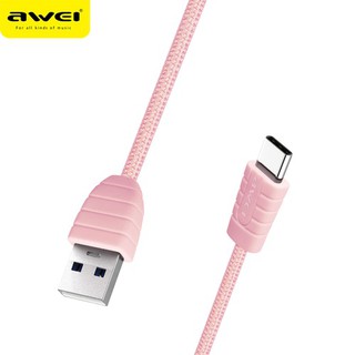 สายชาร์จ type-c CABLE DATA AWEI TYPE-C 1M CL-985 สีชมพูอ่อน