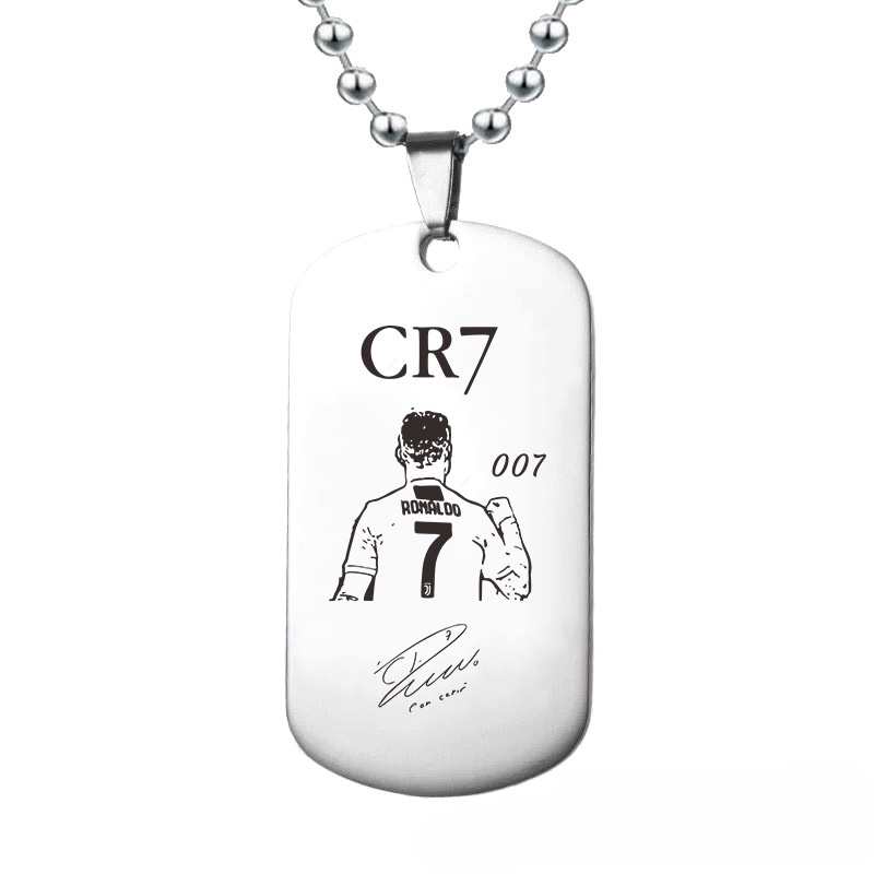 CR7 สร้อยคอแท็กที่ระลึกพัดลมฟุตบอลโรนัลโด้ไทเทเนียมสแตนเลส