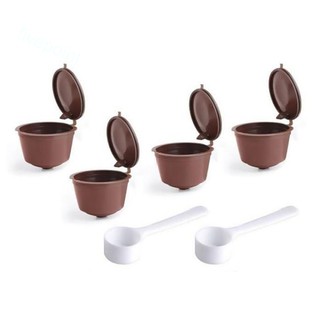 4Pcs Reutilisables Espresso Coffee Capsule Filters With 2 Spoons for Dolce Gusto