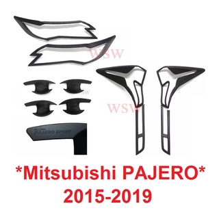 ครอบไฟหน้า Mitsubishi PAJERO SPORT 2015 -2019 สีดำด้าน มิตซูบิชิ ปาเจโร ครอบไฟท้าย ฝาครอบท้าย ชุดแต่ง ถาดรองมือเปิด เบ้า