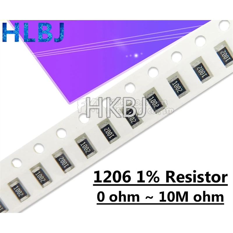 100PCS 1206 ตัวต้านทาน SMD ความแม่นยํา 1% 0 โอห์ม ~ 10M โอห์ม 1K 2.2K 10K 100K 1R 10R 100R 150R 220R