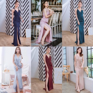 แม็กซี่เดรสราตรียาว ผ่าหน้า MM17332 long maxi dress front slit