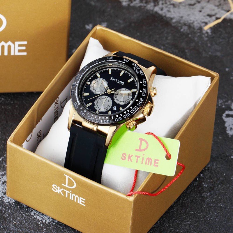 นาฬิกาข้อมือผู้ชาย นาฬิกาคู่ 👑ใหม่ล่าสุด👑 นาฬิกา sk time รุ่น D21055G ของแท้ 💯% พร้อมกล่อง