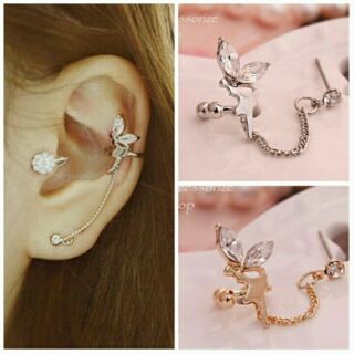 Angel with chain ear cuff