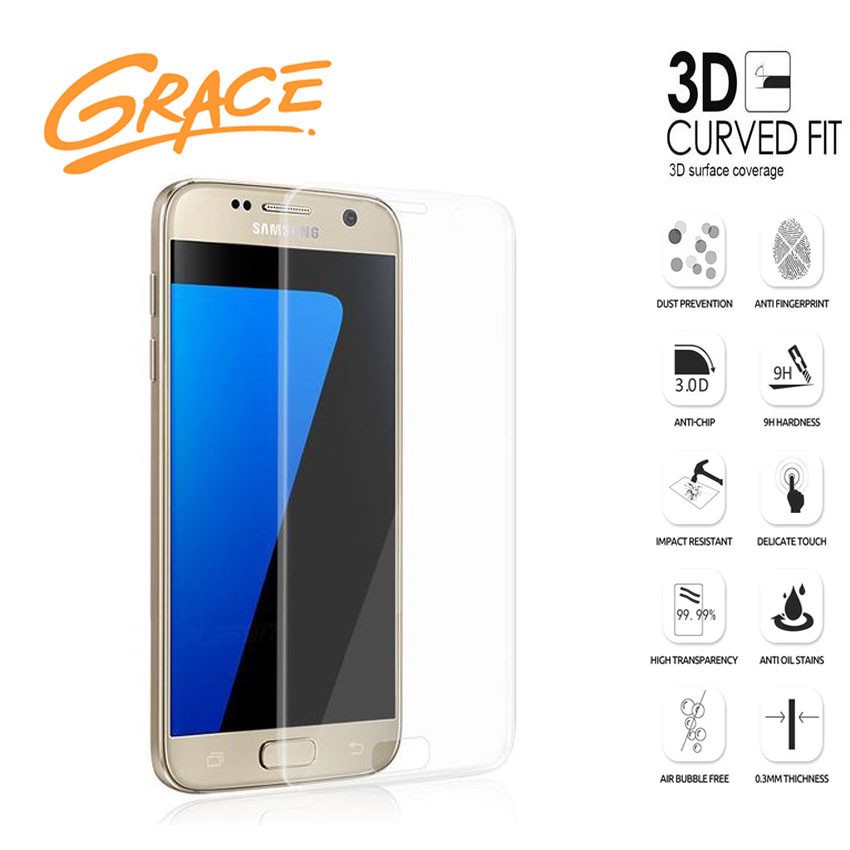 Grace Samsung Galaxy S7 Flat / G930 - กระจกนิรภัย 5.7 นิ้ว - 3D Curved Full Cover - ใส