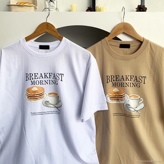 AY  MOST เสื้อยืด Oversize ลาย Breakfast Moring ผ้าหนา สกรีนคุณภาพ OVS ZO oversize SML