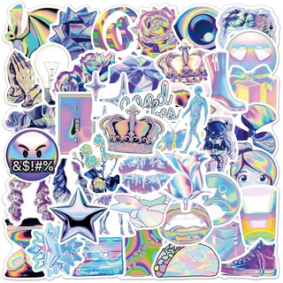 50PCS Cartoon Color Laser Holographic Sticker Graffiti Skateboard Laptop Mobile Phone Waterproof Decorative Toys