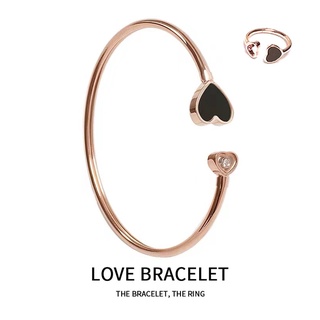 เซ็ตกำไลข้อมือและแหวน :: BLACK HEART BANGLE ROSEGOLD [09-0005],[09-0006]