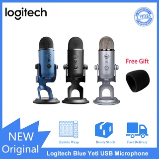 100% Original Logitech Blue Yeti ไมค์คอนเดนเซอร์ USB สตรีมมิ่ง และบันทึกเสียง ป๊อป คุณภาพสูง 4 โหมด รับประกัน 2 ปี