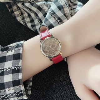 🎀 (สด-ผ่อน) นาฬิกา Coach 28 มิล 14503401 สายหนัง สีแดง ตัวเรือน สีทอง หน้าปัด สีเทา COACH Ladys watch