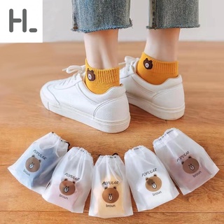happylife ถุงเท้าข้อสั้น ลายการ์ตูนหมี พร้อมถุงใส่ น่ารัก 10 สี แพ็ก 10 คู่