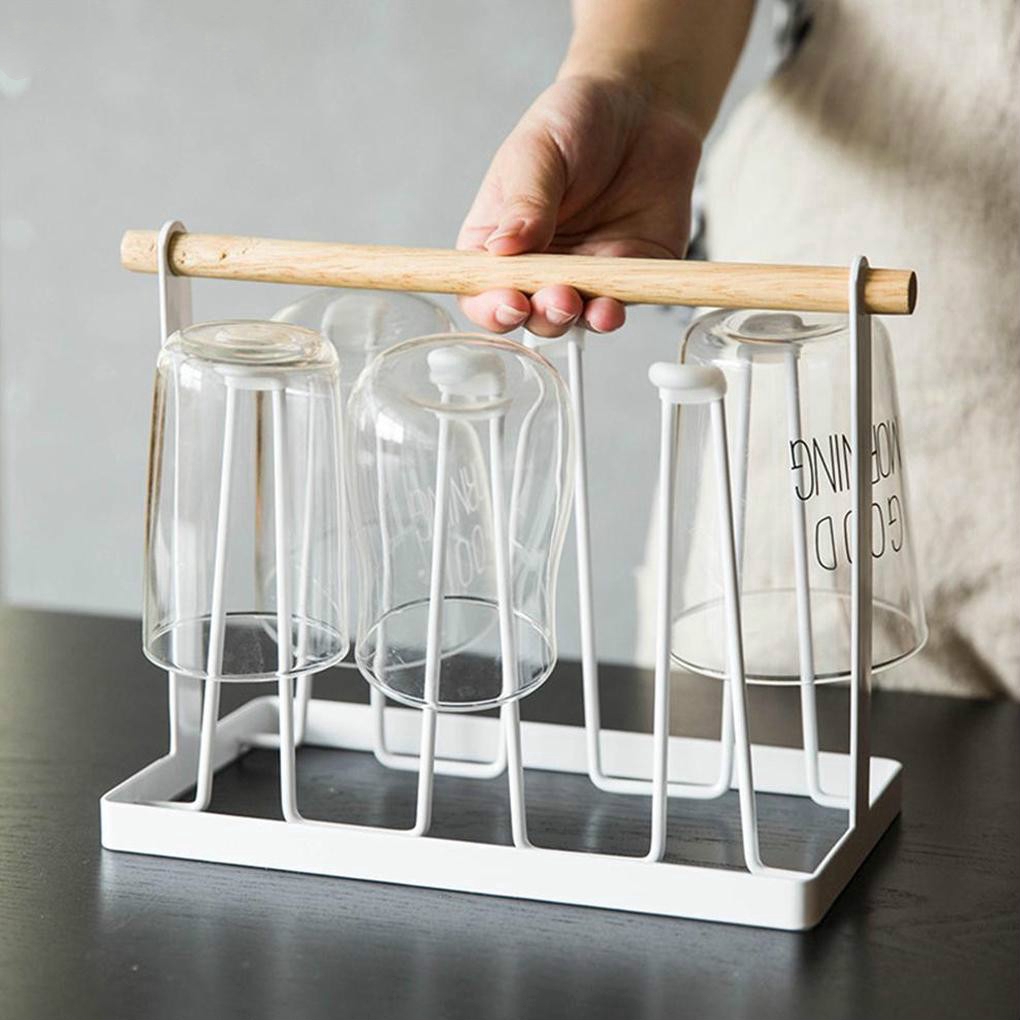 Drink Holder Iron Glass Shelves Coffee Cup and Saucer Rack Storage Rack ...