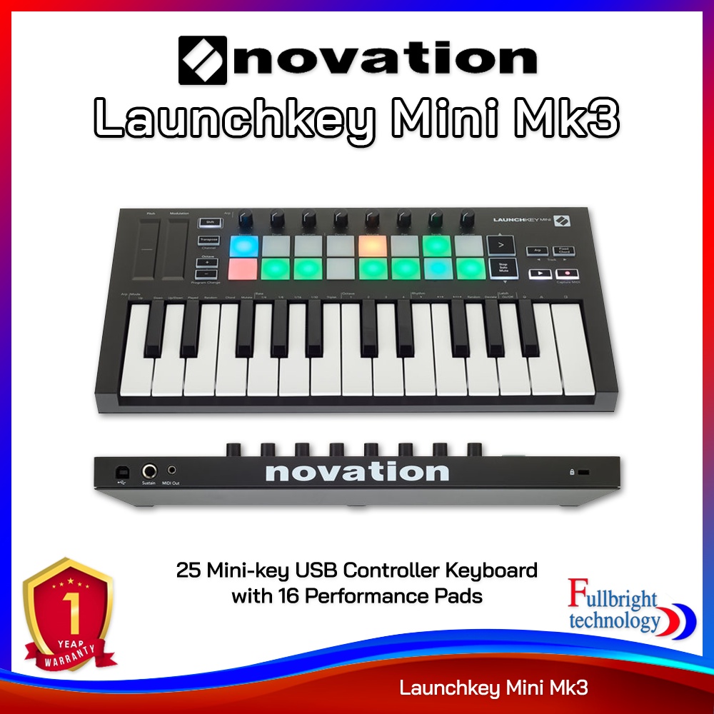 Novation Launchkey Mini MK3 MIDI Keyboard Controller ขนาดเล็ก จำนวน 25 คีย์ ประกันศูนย์ 1 ปี