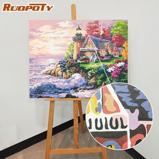 ภาพวาดผ้าใบ ระบายสีตามตัวเลข ตามทะเล สไตล์โมเดิร์น DIY สําหรับตกแต่งผนังบ้าน 40x50 ซม.