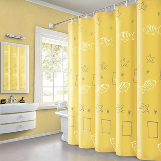 Thai stock ม่านอาบน้ำ(shower curtain)สีเหลืองปลาดาวเปลือกหอยชายหาดพิมพ์ม่านอาบน้ำห้องน้ำม่านกันน้ำผ้าโพลีเอสเตอร์หนาม่านอาบน้ำ