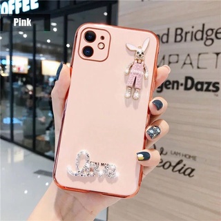 เคส Samsung Galaxy S9 S9 Plus S10 S10E S10 Plus S20 S20 Plus S20 Ultra S20 FE A80 A90 เคสหรูหรา เพชร เพชร หัวใจ กระต่าย ป้องกันกล้อง