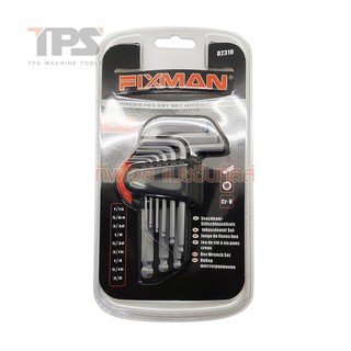ประแจหกเหลี่ยมหัวบอล (แบบสั้น) 9 ชิ้น 1/16-3/8 No.D2310 FIXMAN