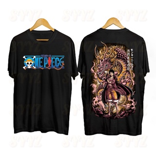 One Piece อะนิเมะเสื้อเชิ้ตลูฟี่ออกแบบการ์ตูนขนาดใหญ่ด้านหน้าและด้านหลังการ์ตูน Bootleg เสื้อกี $Eu