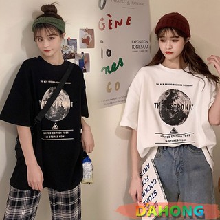 Dahong 💖 เสื้อครอป เสื้อยืด oversize เสื้อยืดแขนสั้น ลําลองทรงหลวม สไตล์เกาหลี เสื้อยืดคอกลมผู้หญิง (รวมรุ่น)
