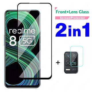 2 in1 ฟิล์มกระจกนิรภัยกันรอยหน้าจอ แบบเต็มจอ สําหรับ OPPO Realme 8 5G 8 pro V13 Narzo 30 6i 6 x2 pro xt