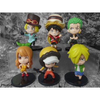 ชุดวันพีช 6 ตัว 6รูปแบบอะนิเมะOne PieceรูปLuffy Sanji Nami Zoro Chopper Frank Robin PVC Action Figure