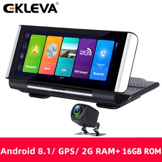 Ekleva กล้องบันทึกวิดีโอ DVRs GPS 4G 7 นิ้ว Android 8.1 WIFI 1080P สําหรับจอดรถยนต์