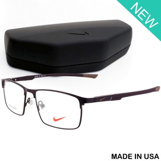 Nike แว่นตา รุ่น 7678 C-4 สีน้ำตาล กรอบเต็ม ขาสปริง วัสดุ สแตนเลส สตีล Eyewear Top Glasses Made in USA