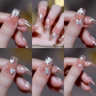 สติกเกอร์แต่งเล็บ สีเงินแฟลช สะท้อนแสง กากเพชรเงอน Reflective Glitter 3D Nail Decals Stickers Silver Powder