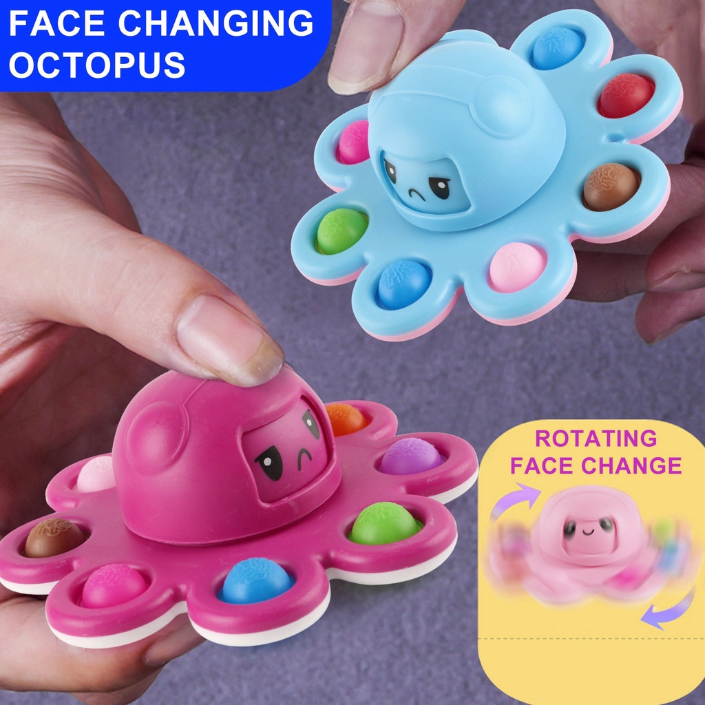 ของเล่น Pop It Spinner Fidget ซิลิโคนรูปทรงปลาหมึกของเล่นบําบัดความเครียด – โปรปัง
